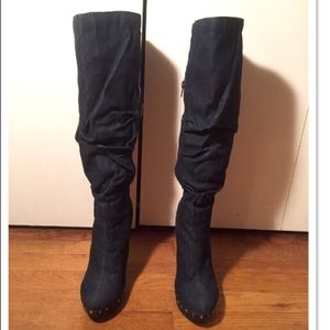 Farenheight Tall Dark Denim Boots 20”